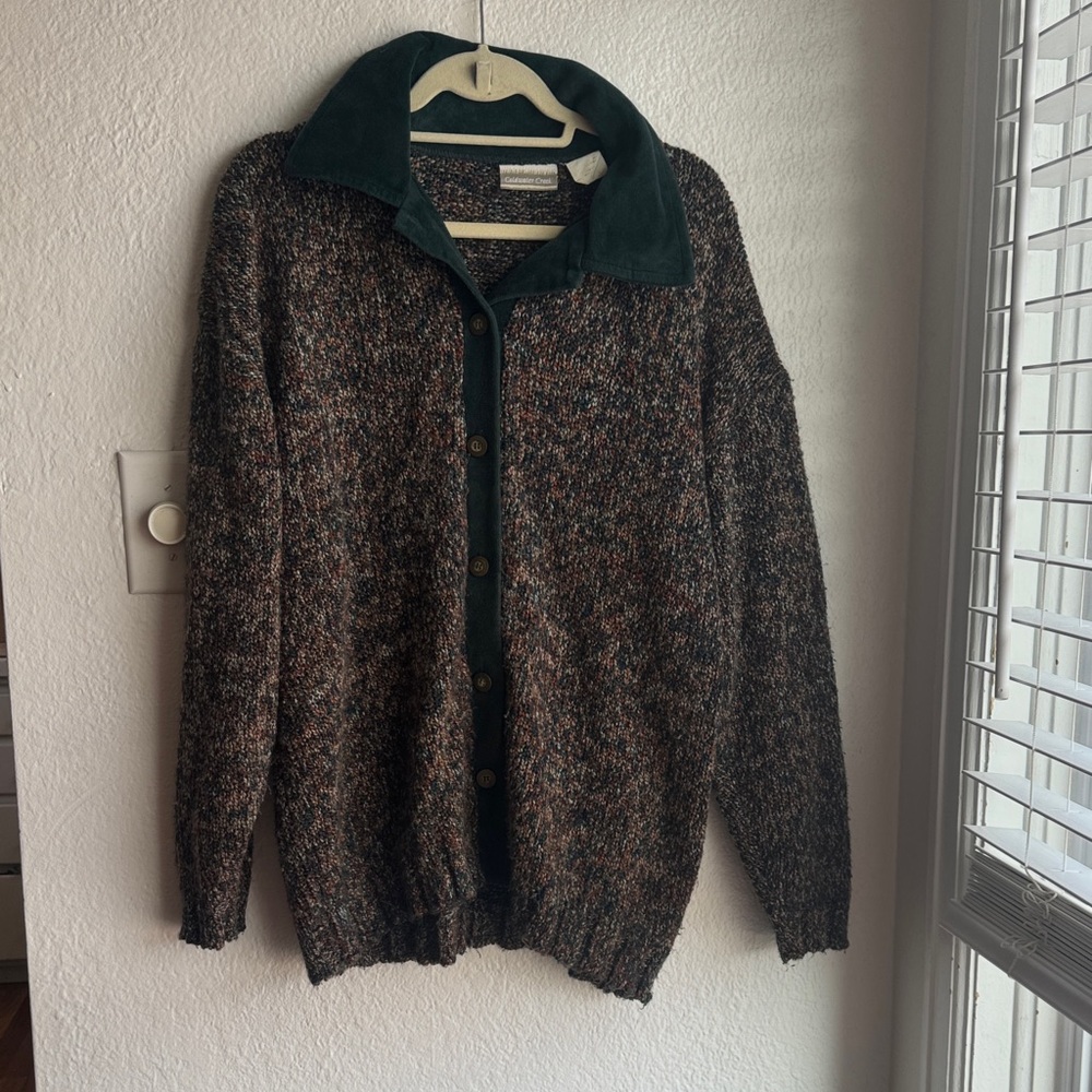 Coldwater Creek Women’s Knit Sweater with Green Collar
